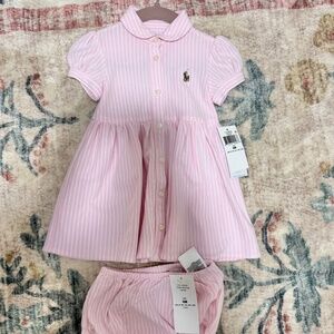 Polo Ralph Lauren Baby Girls Striped Knit Oxford Dress